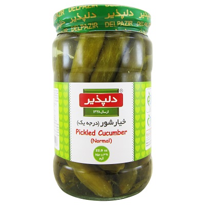 دلپذیر خیارشور درجه یک شیشه 650گرم