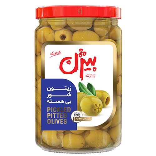 بیژن زیتون شور بی هسته شیشه 620گرمی