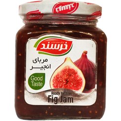 خرسند مربا انجیر شیشه چهار گوش 300 گرمی