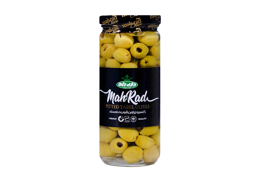 مهراد زیتون شور درشت بی هسته حاوی پودر سیر470 گرمی