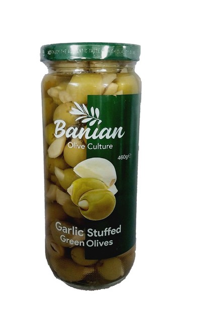 بانیان زیتون سبز با مغز سیر 460 گرم