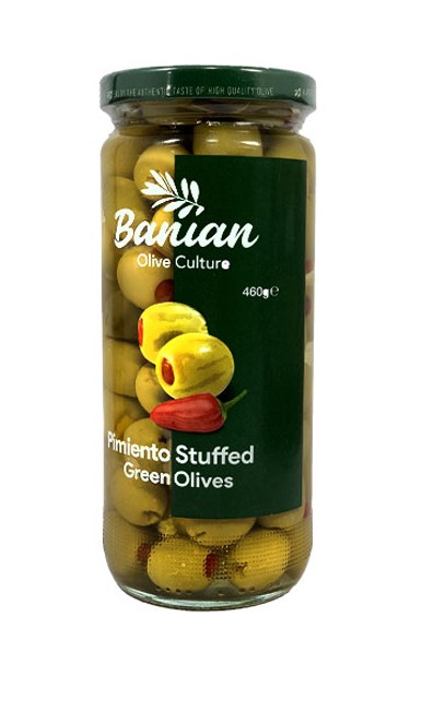بانیان زیتون سبز با مغز فلفل دلمه 460 گرم