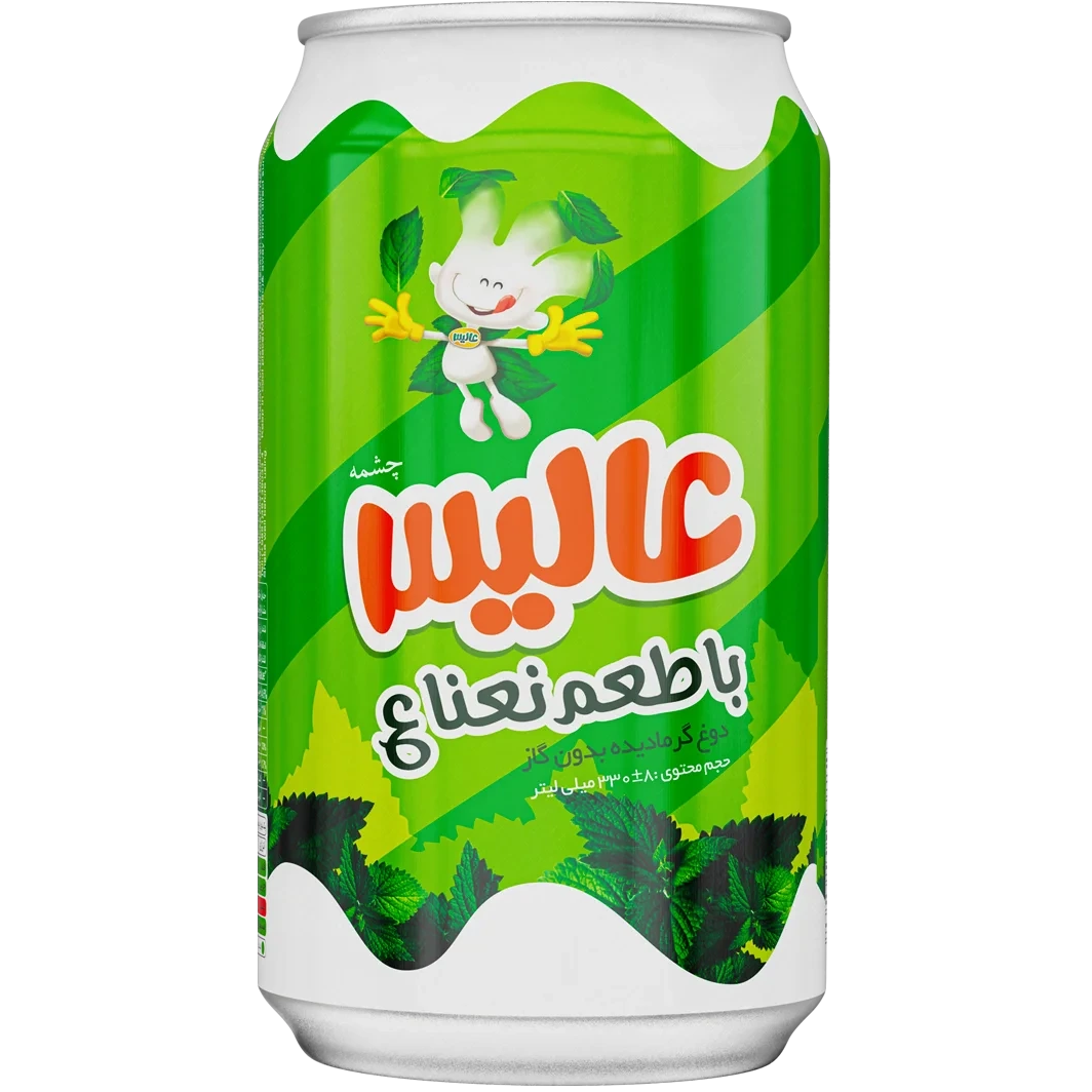 عالیس دوغ بدون گاز با طعم نعناع 330 میلی