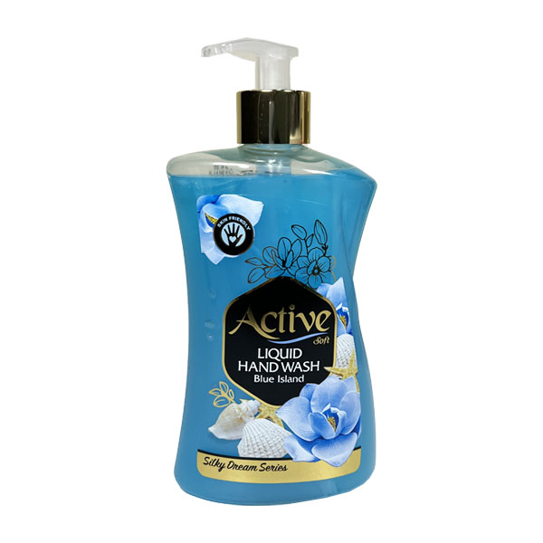 اکتیو مایع دستشویی صدفی آبی سری ابریشمی 450 گرمی