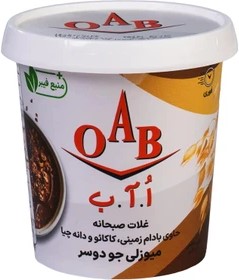 او . آ . ب  غلات صبحانه حاوی بادام زمینی و کاکائو و دانه چیا 55 گرمی